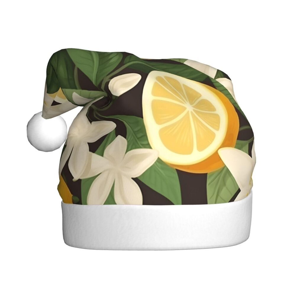 4936 Tropical Yellow Lemon Christmas Hat for Adults, Santa Hats, Holiday